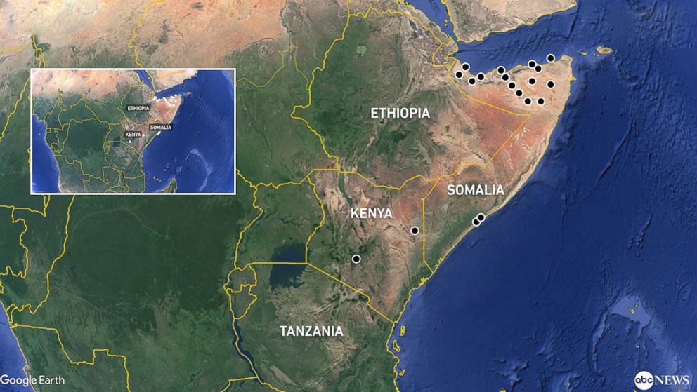 PHOTO: ABC News graphic showing a map of Somalia. 