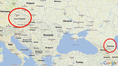 ht google maps czech republic chechnya circled thg 130420 wblog Czech Republic Ambassador: Dont Confuse Us With Chechnya 