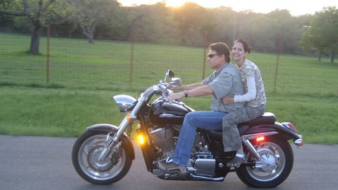 Heather Burcham on Rick Perry motorcycle