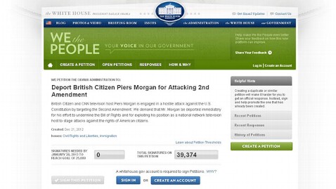 White House Responds to Piers Morgan Petition