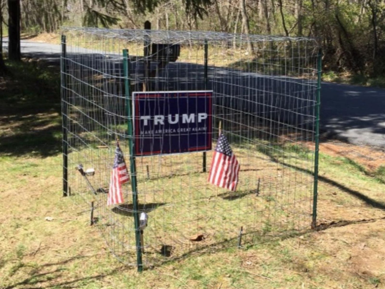 Family Installs Electric Fence, Dog Cage to Protect Trump Signs
